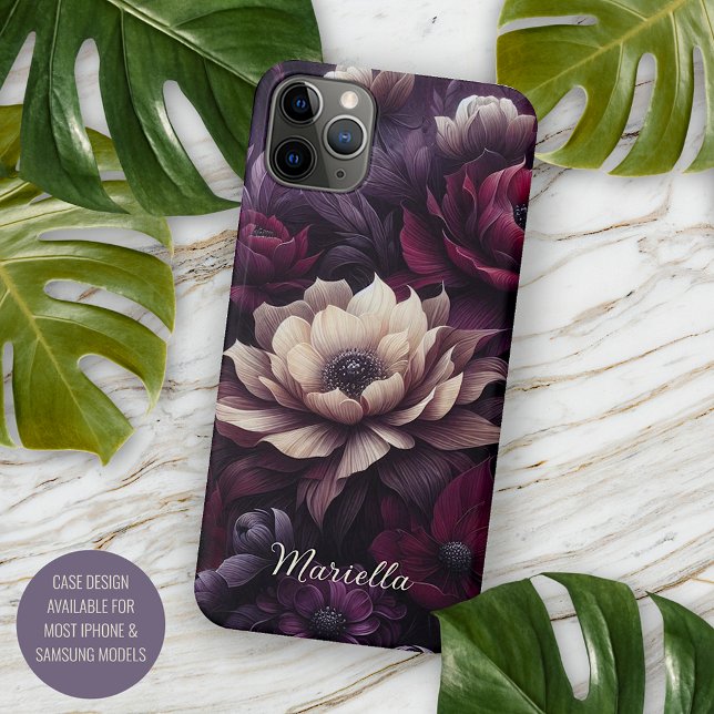 Stylish Chic Dahlias Fine Art Botanical Painting iPhone Case (Creator Uploaded)
