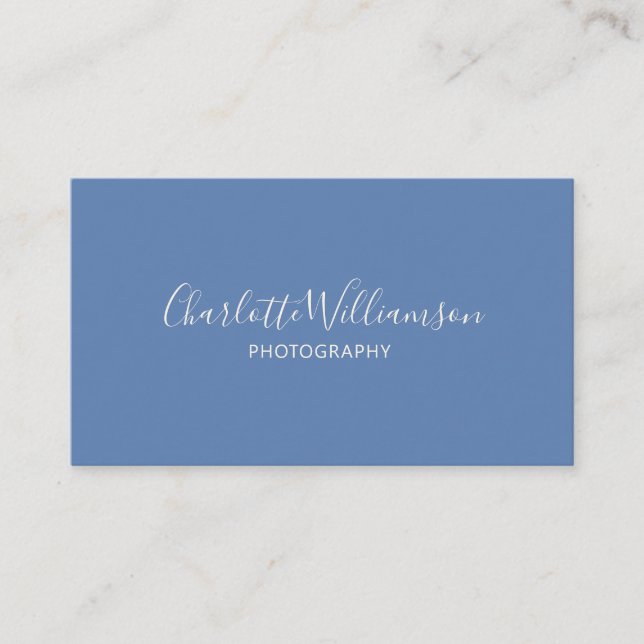Stylish Chic Elegant Monogram Minimalist Blue Business Card (Front)