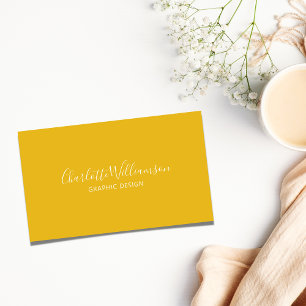 Stylish Chic Elegant Monogram Minimalist Yellow Business Card