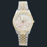 Stylish Chic Flamingo Monogram Personalised Watch<br><div class="desc">Personalised watch featuring a flamingo design. Just change the text to suit your event along with your desired monogram and name. Use the template to personalise.</div>