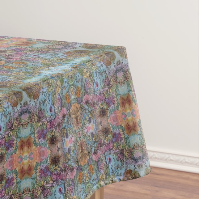 Stylish Chic Flower Garden Watercolor Painting  Tablecloth (In Situ)