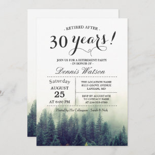 Stylish Chic Forest Pine Trees Retirement Party Invitation