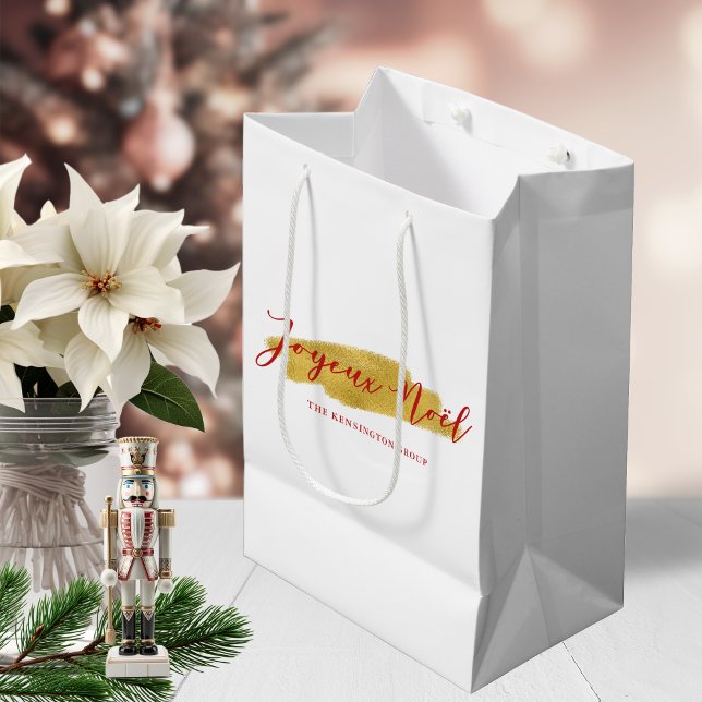 Stylish Chic Gold Foil Joyeux Noel Christmas Medium Gift Bag (Stylish Chic Gold Foil Joyeux Noel Christmas Medium Gift Bag)