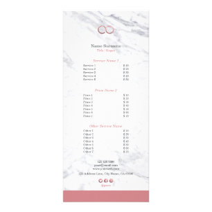 Stylish Chic Minimalist Marble Infinity Rose Gold Rack Card