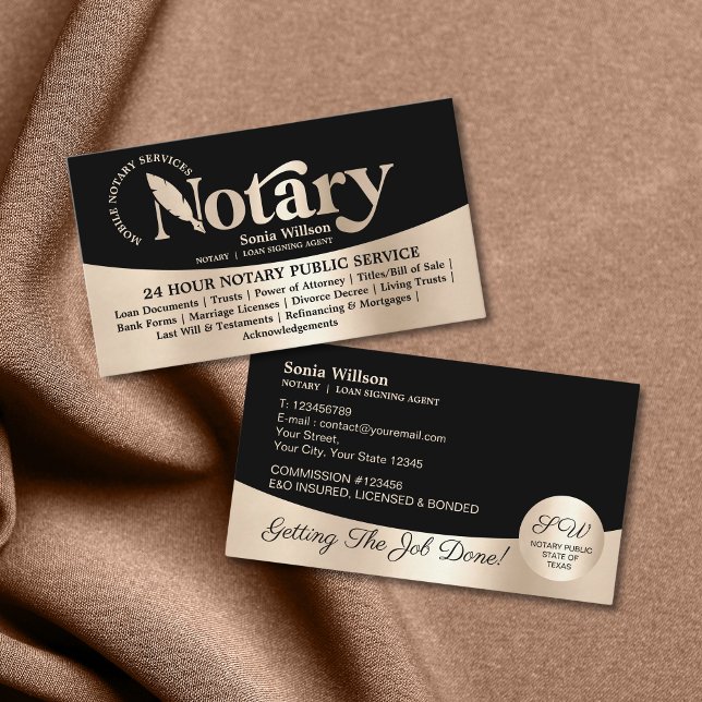 Stylish Chic Mobile Notary Loan Signing Agent Law Business Card (Creator Uploaded)
