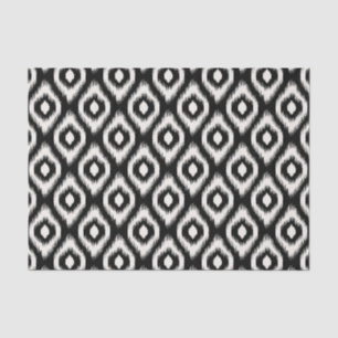 Stylish Chic Mod Black Ivory Diamond Ikat Pattern Tissue Paper