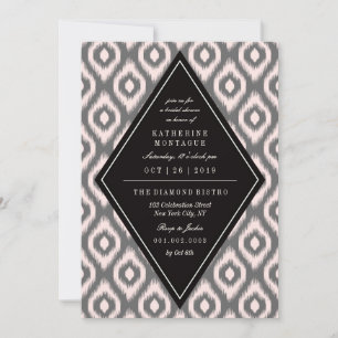 Stylish Chic Mod Diamond Ikat Ethnic Bridal Shower Invitation