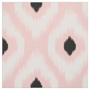 Stylish Chic Pink Black Diamond Ikat Pattern Fabric