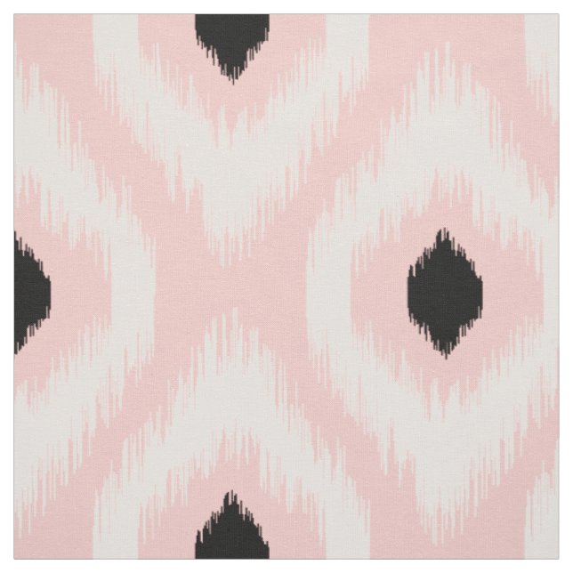 Stylish Chic Pink Black Diamond Ikat Pattern Fabric (Swatch)