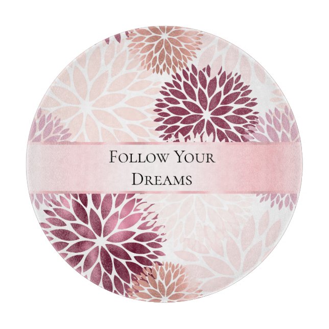 Stylish Chic Pink Floral Bridal Shower Cutting Board (Front)
