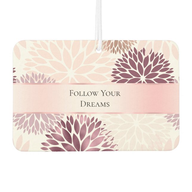 Stylish Chic Pink Floral  Car Air Freshener (Front)