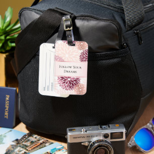 Stylish Chic Pink Floral Luggage Tag