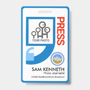 Stylish Chic Quotation Marks Motif Press Reporter ID Badge