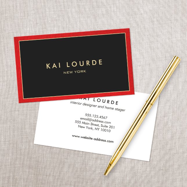 Stylish Chic Red Black  Designer  Business Card (Creator Uploaded)