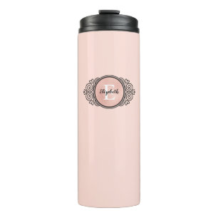 Stylish Chic Rose Gold Monogram Thermal Tumbler
