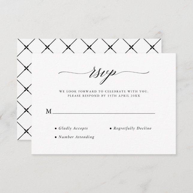 Stylish Chic Script Calligraphy Elegant Wedding RSVP Card (Front/Back)