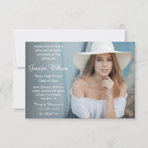 stylish chic script faded photo graduation invitation