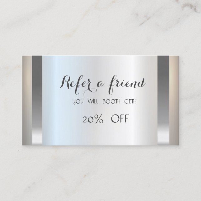 Stylish Chic Silver  Stripes  Referral Card (Front)