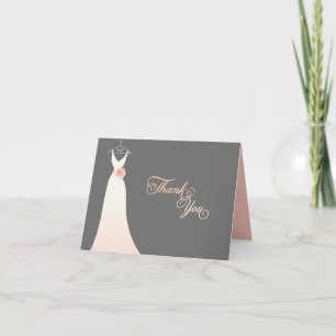 Stylish Chic Wedding Gown Bridal Shower Thank You Card