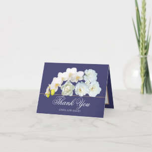 Stylish Chic White Roses Orchids Peony Thank You Card