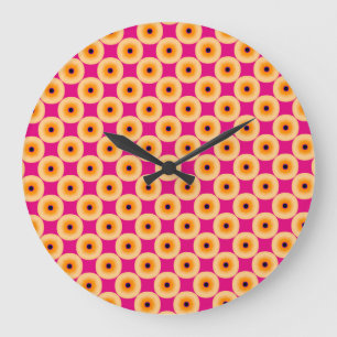 Stylish Chic Yellow and Hot Pink Polka Dot Large Clock