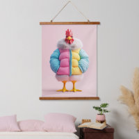 Stylish Chicken in Colourful Winter Puffer Jacket