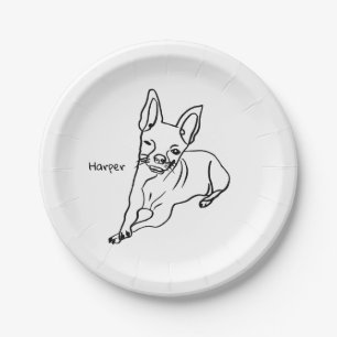 Stylish Chihuahua: Personalised Line Art Decor Paper Plate