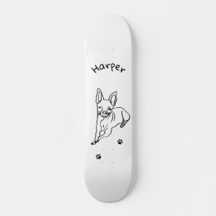 Stylish Chihuahua: Personalised Line Art Decor Skateboard