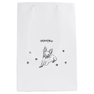 Stylish Chihuahua: Personalised Line Art Medium Gift Bag