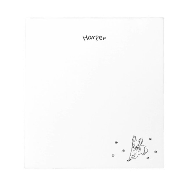 Stylish Chihuahua: Personalised Line Art Notepad (Front)
