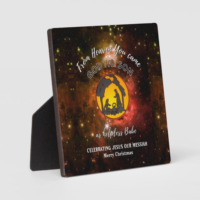 Stylish Christian Nativity Universe Christmas Plaque (Front)
