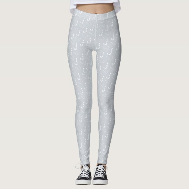 Stylish Christmas Candy Canes Pattern Leggings (Front)