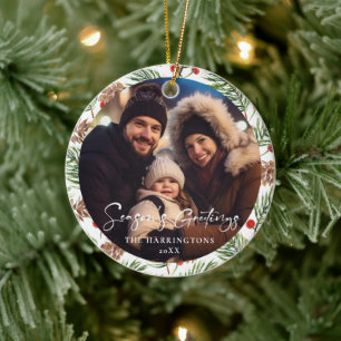 Stylish Christmas Family Photo Ornament