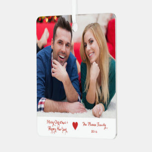 Stylish Christmas Minimal Fun Couple Photo Metal Tree Decoration