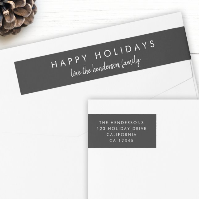 Stylish Christmas | Modern Minimal Return Address Wrap Around Label (Creator Uploaded)