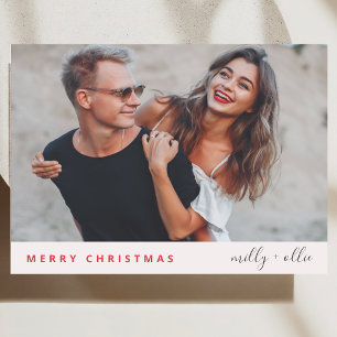 Stylish Christmas   Modern Trendy Couple Photo Holiday Card