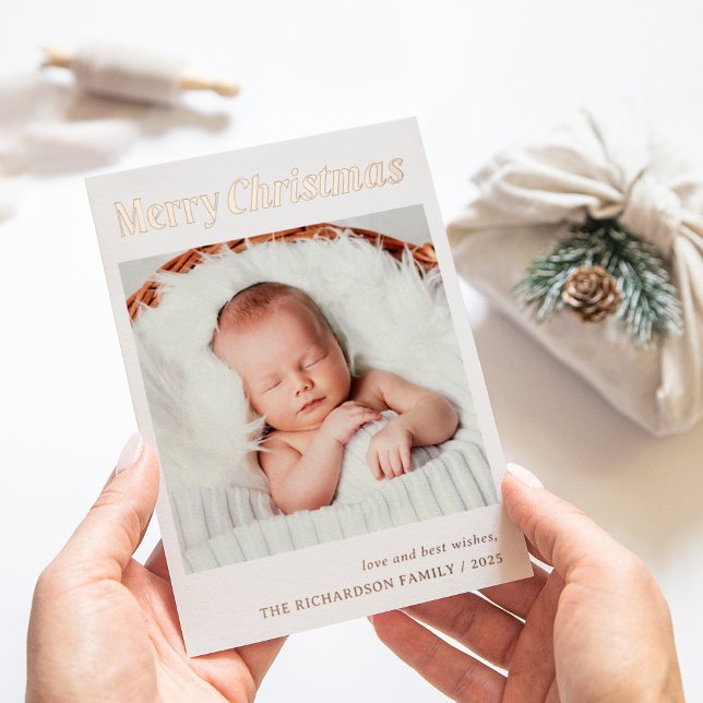 Stylish Christmas | One Photo Elegant Gold Foil Holiday Card (Creator Uploaded)