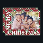 Stylish Christmas Plaid Photo Holiday Card<br><div class="desc">Christmas photo cards feature your favourite photo on a beautiful Christmas holiday sparkly plaid with Merry Christmas and the year on the front and your personal greeting and names on the back.</div>