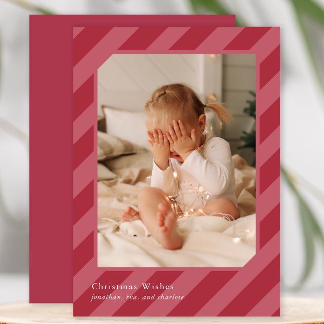 Stylish Christmas Stripes Photo Holiday Card (Creator Uploaded)