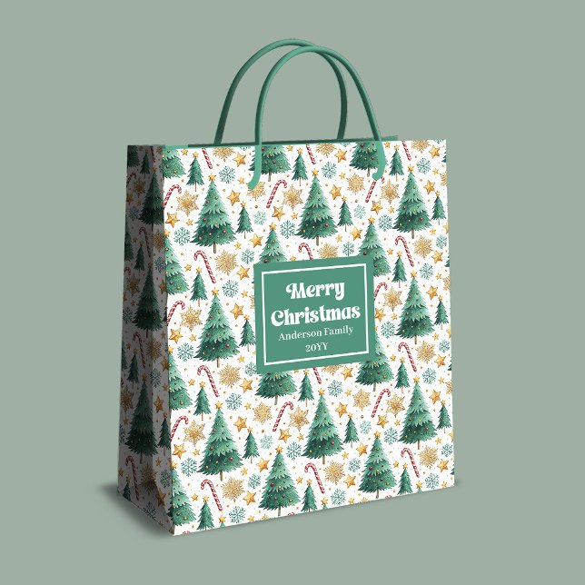 Stylish Christmas trees candy canes custom gifting Medium Gift Bag (Stylish Christmas trees candy canes custom gifting Medium Gift Bag )