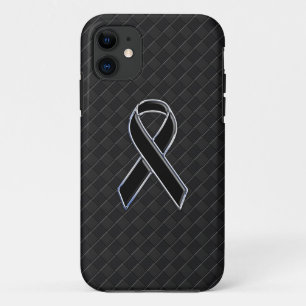 Stylish Chrome Black Ribbon Awareness iPhone 11 Case