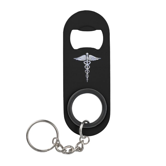 Stylish Chrome Like Caduceus Medical Symbol (Front)