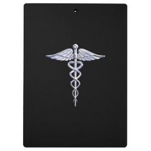 Stylish Chrome Like Caduceus Medical Symbol Clipboard