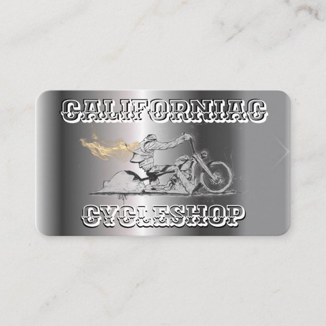 Stylish chrome Motorcycle Business Card (Front)