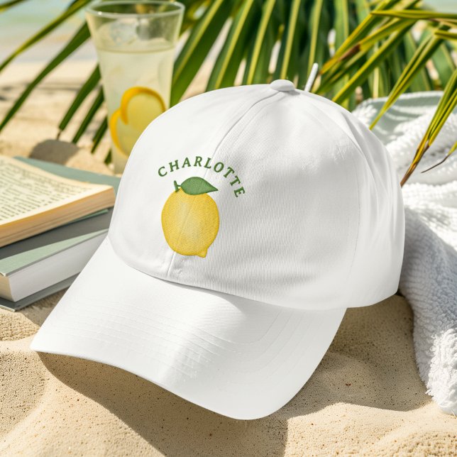 Stylish Citrus Lemon Yellow Summer Monogram Trucker Hat (Creator Uploaded)