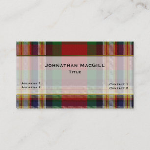 Stylish Clan MacGill Plaid Custom Business Card