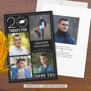 Stylish Class Year 5 Photo Graduation Custom Colou Thank You Card