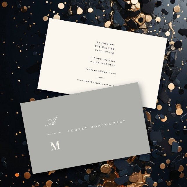 Stylish Classic Double Monogram Modern Minimalist Business Card (Classic Double Monogram Circle Stamp Minimalist Business Card @ fatfatin)