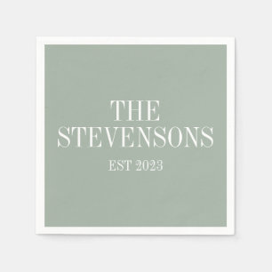 Stylish Classic Family Last Name Est Date Sage Napkin