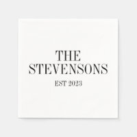Stylish Classic Family Last Name Est Date White